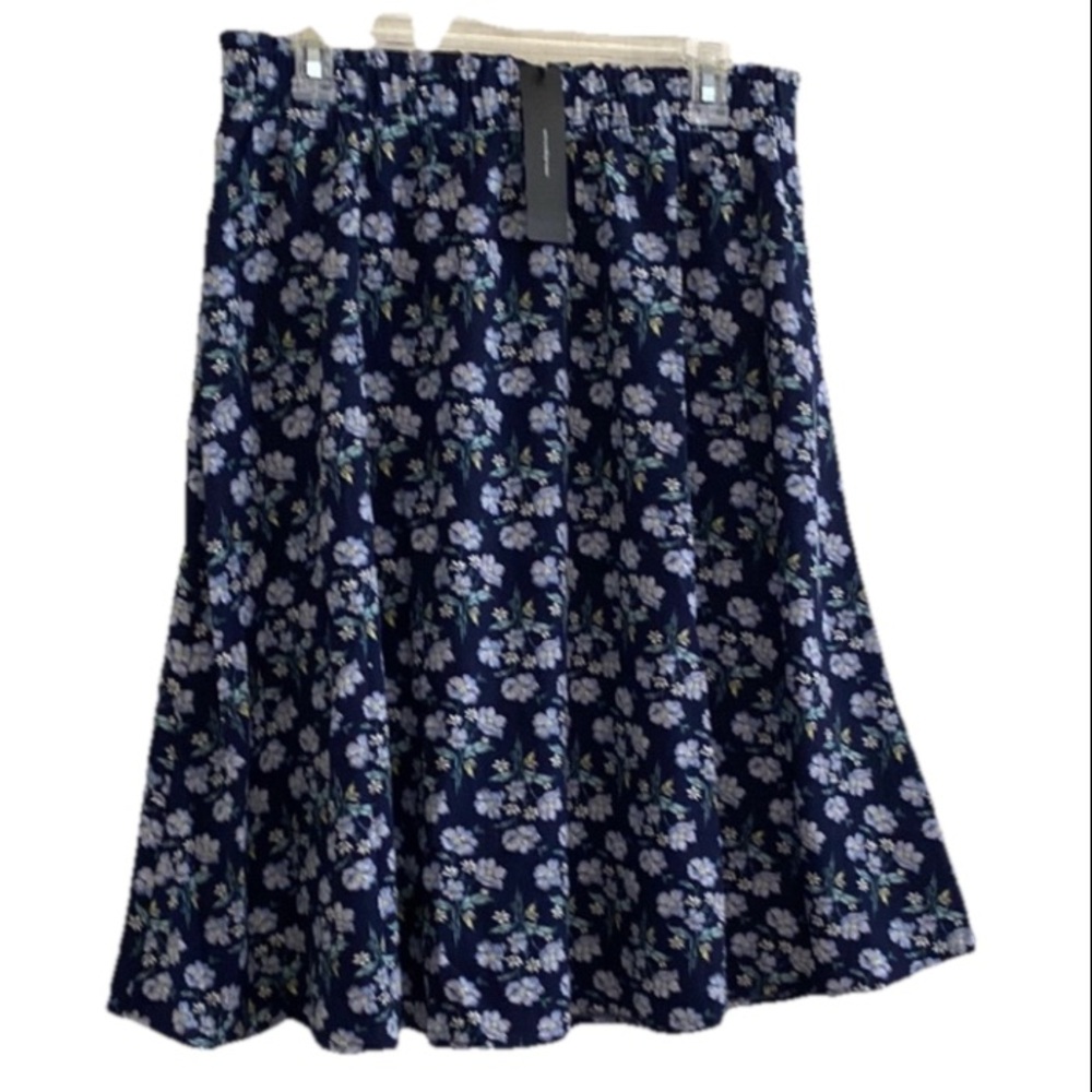 Allegra K Blue and White Smocked Circle & Skater Midi Skirt